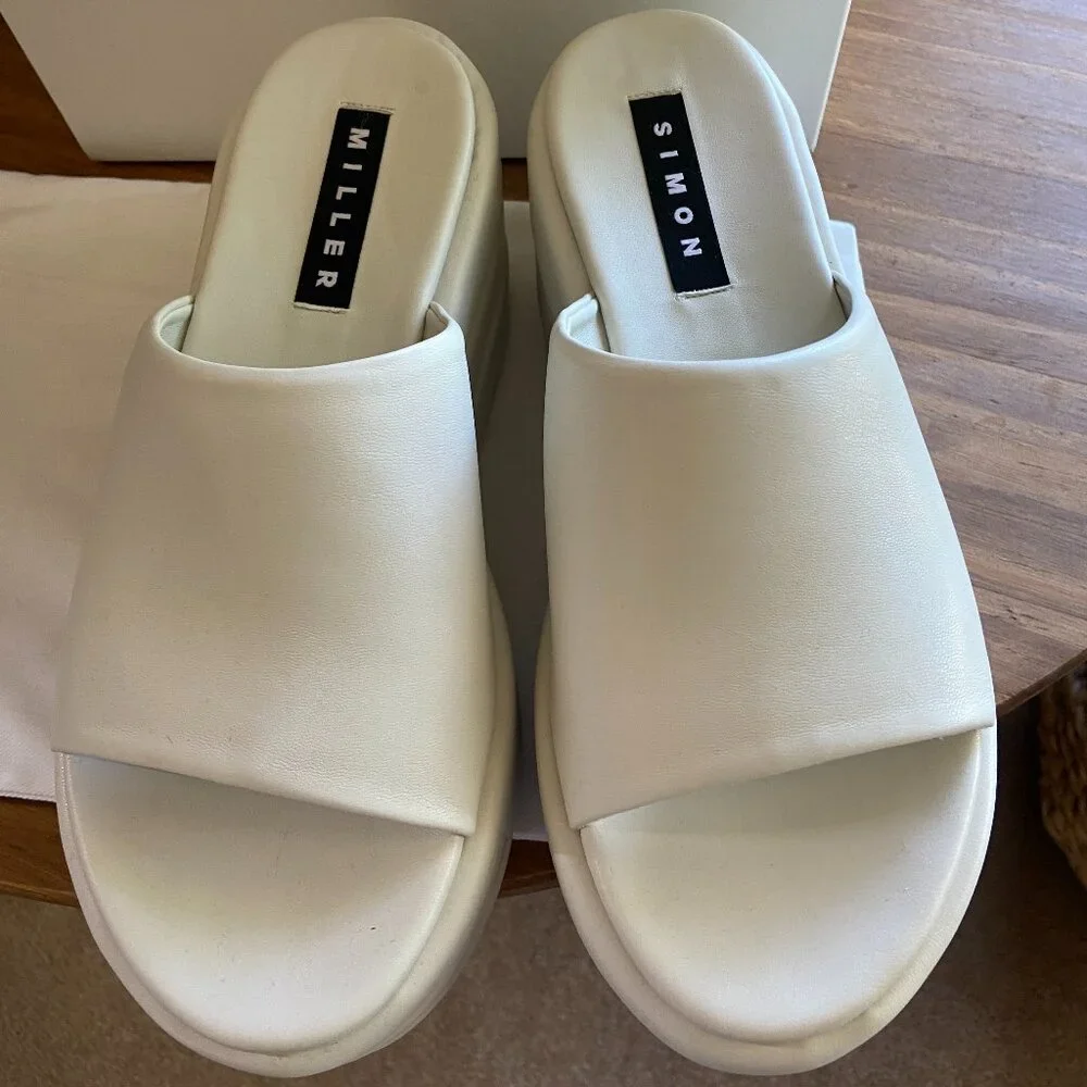 Simon Miller White Puffed Blackout Platform Clog Slide Sandal 39 - Picture 4 of 4